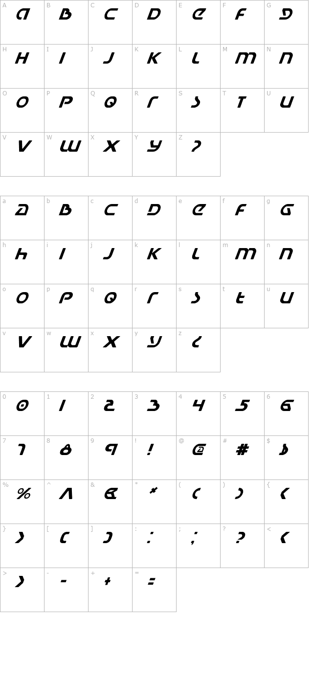 universal-jack-italic character map