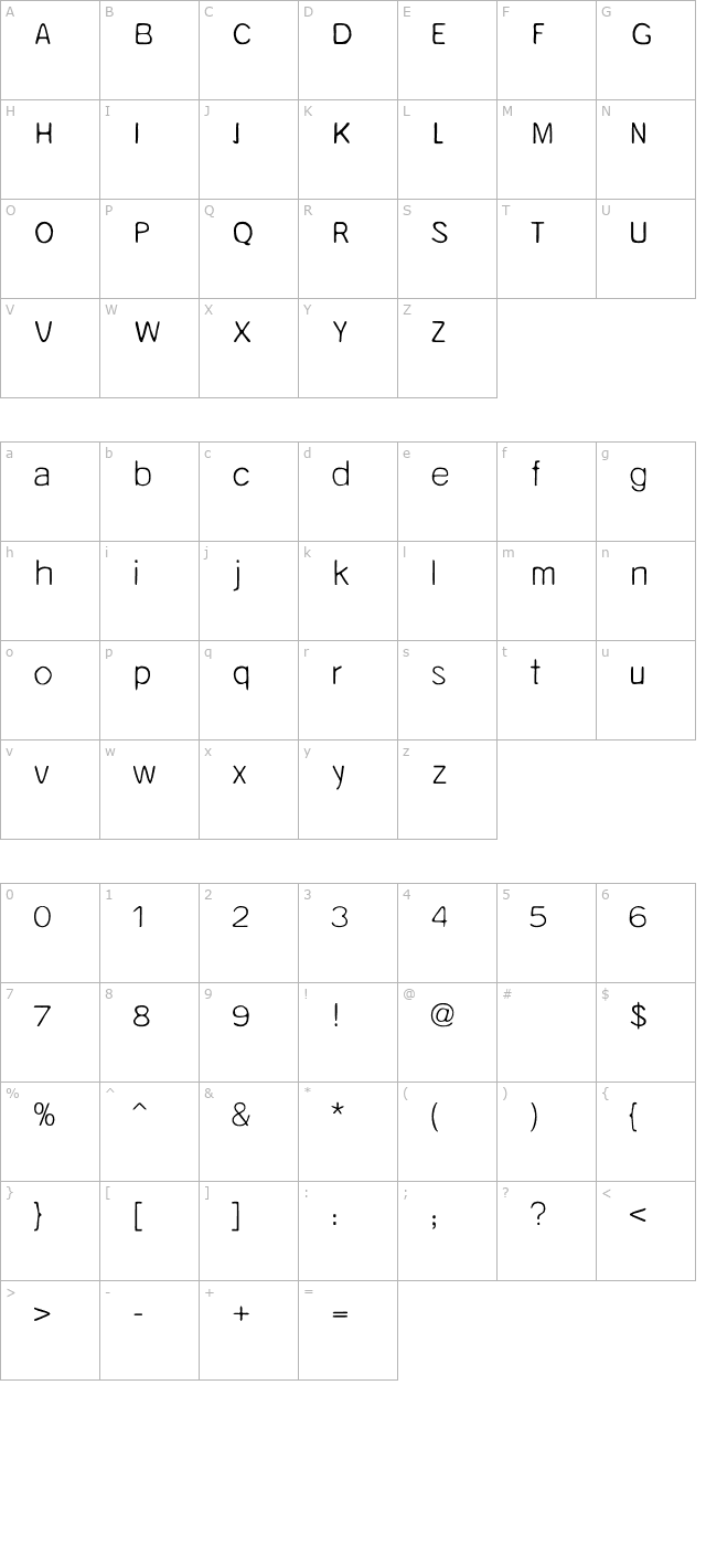 Unruly Light character map