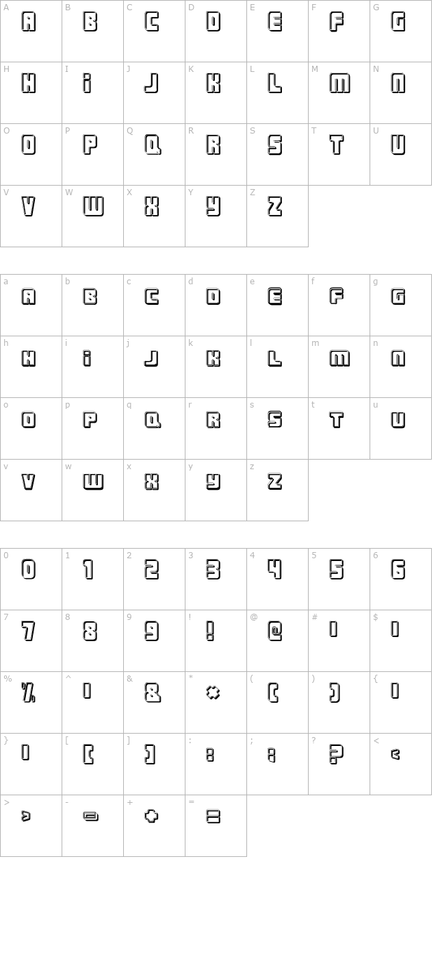 Urban Constructed Cutter character map