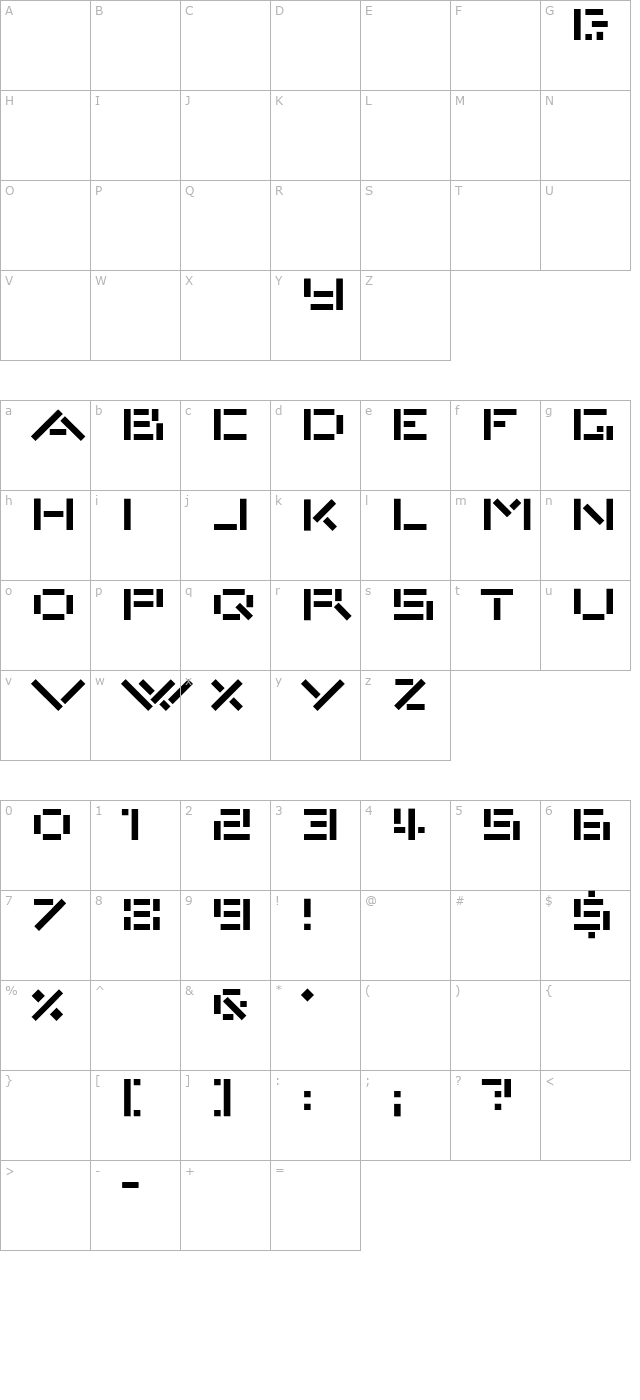 VanDerLeckArchiType OTF character map