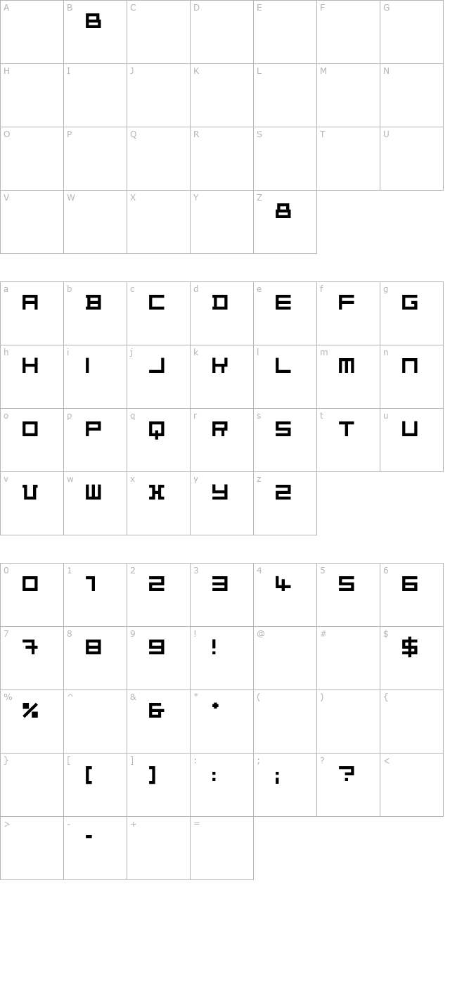 VanDoesburgArchiType OTF character map