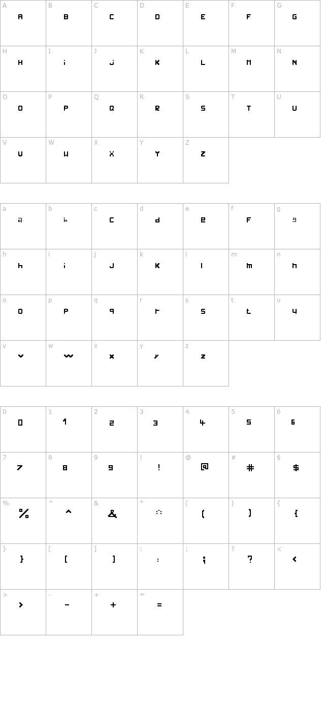 vinc character map