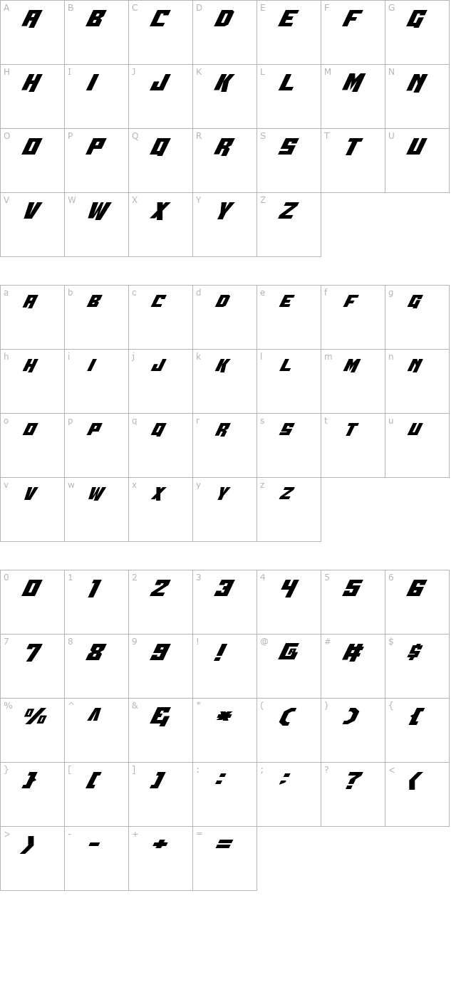 Whiskey Bravo Victor character map