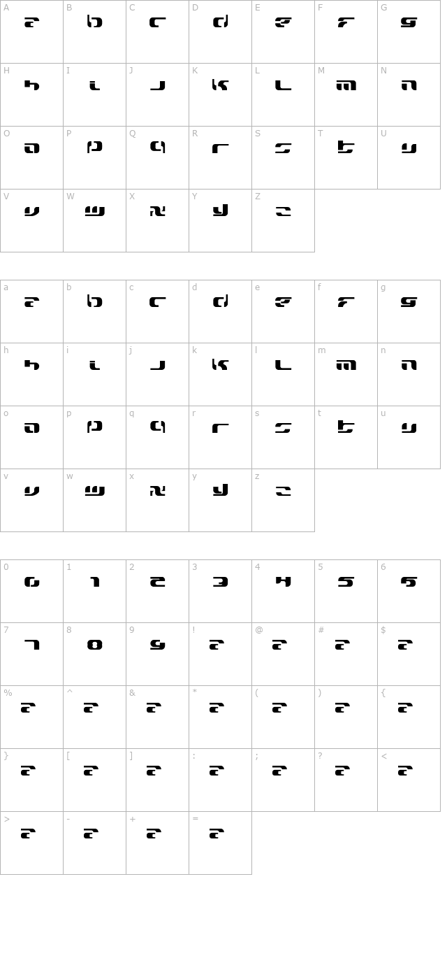 Widzeniea character map