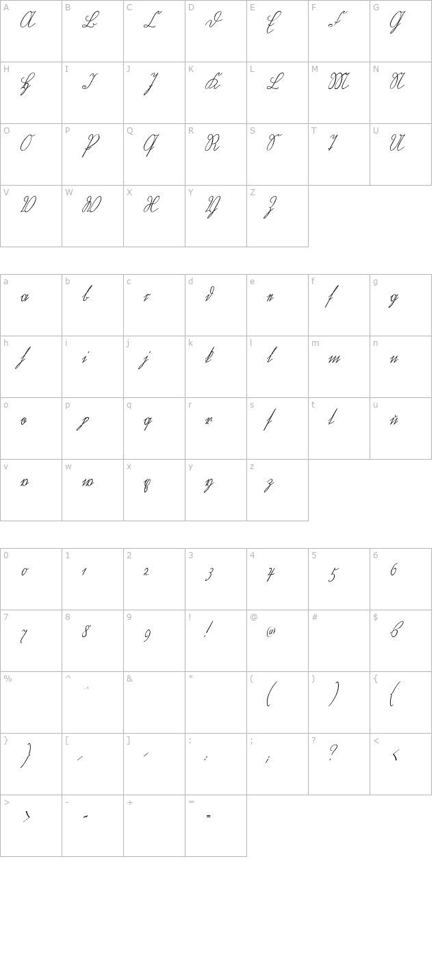 wiegel-kurrent-medium character map