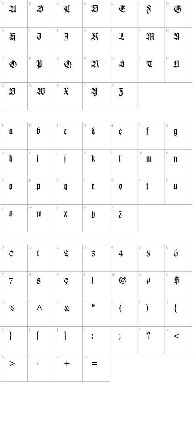 wilhelm-klingspor-gotisch character map