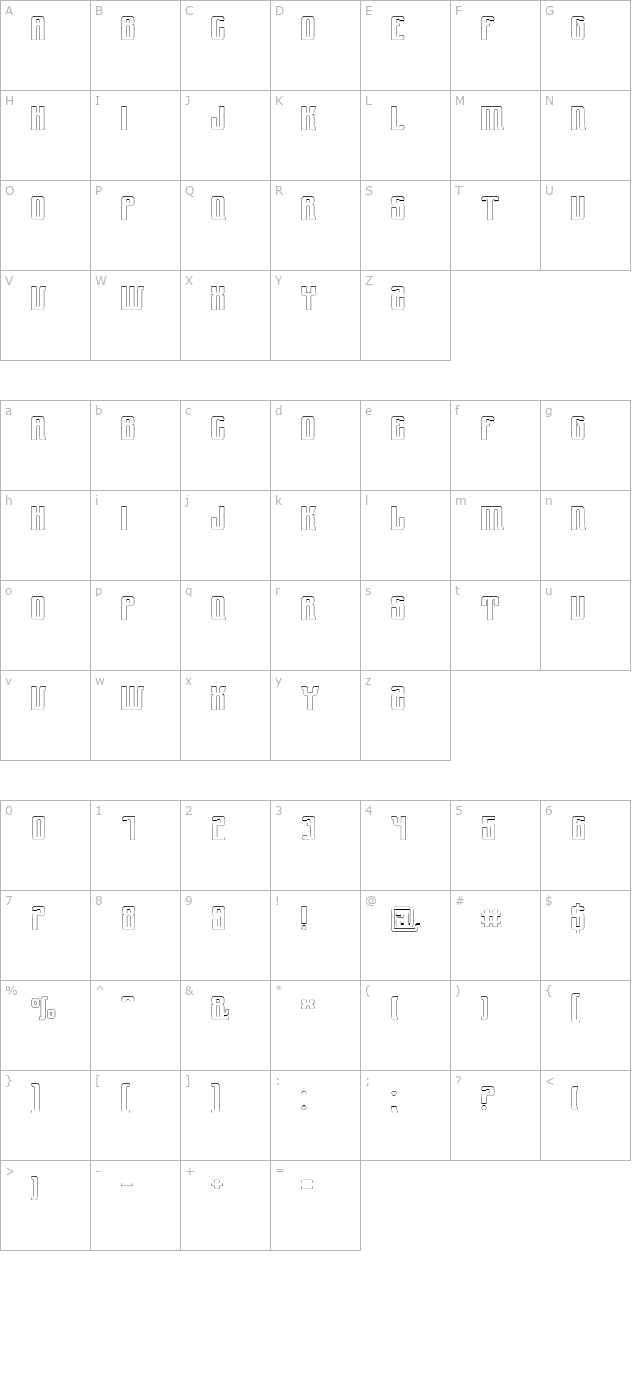 YnduOut character map