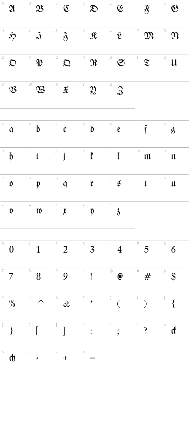 zentenar-fraktur-otf character map