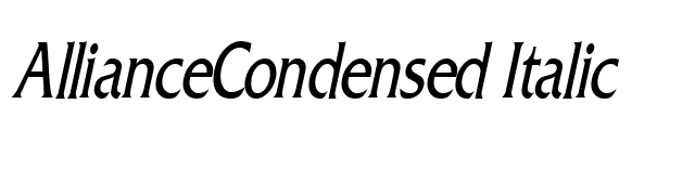 AllianceCondensed Italic font preview