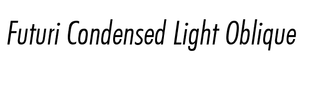 Futuri Condensed Light Oblique font preview