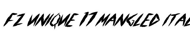 FZ UNIQUE 17 MANGLED ITALIC font preview