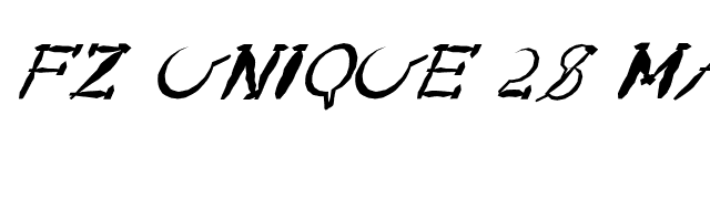 FZ UNIQUE 28 MANGLED ITALIC font preview