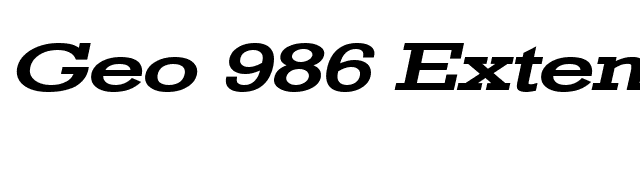 Geo 986 Extended Bold Italic font preview