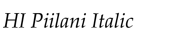 HI Piilani Italic font preview