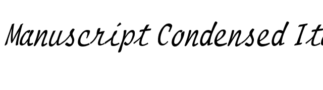 Manuscript-Condensed Italic font preview