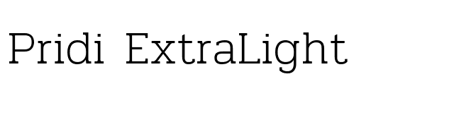 Pridi ExtraLight font preview