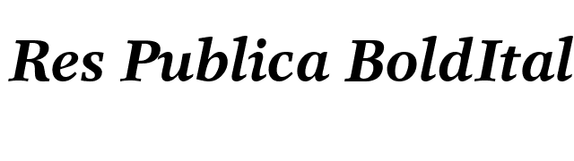 Res Publica BoldItalic font preview