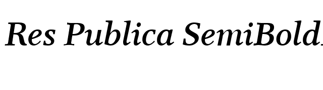 Res Publica SemiBoldItalic font preview