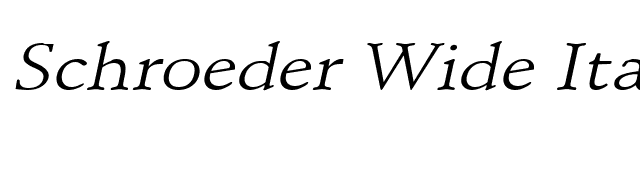 Schroeder Wide Italic font preview