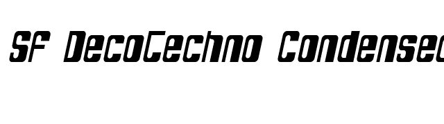 SF DecoTechno Condensed Oblique font preview