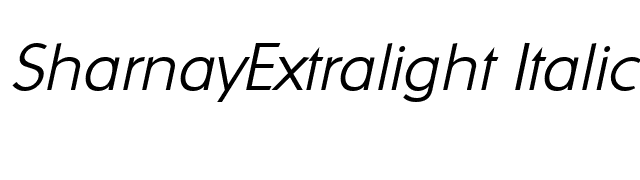 SharnayExtralight Italic font preview