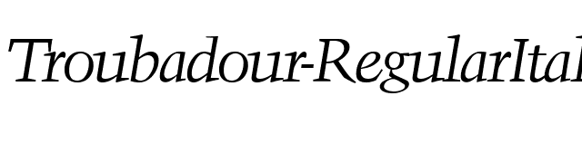 Troubadour-RegularItalic font preview