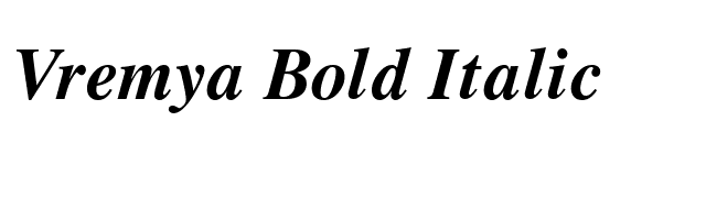 Vremya Bold Italic font preview